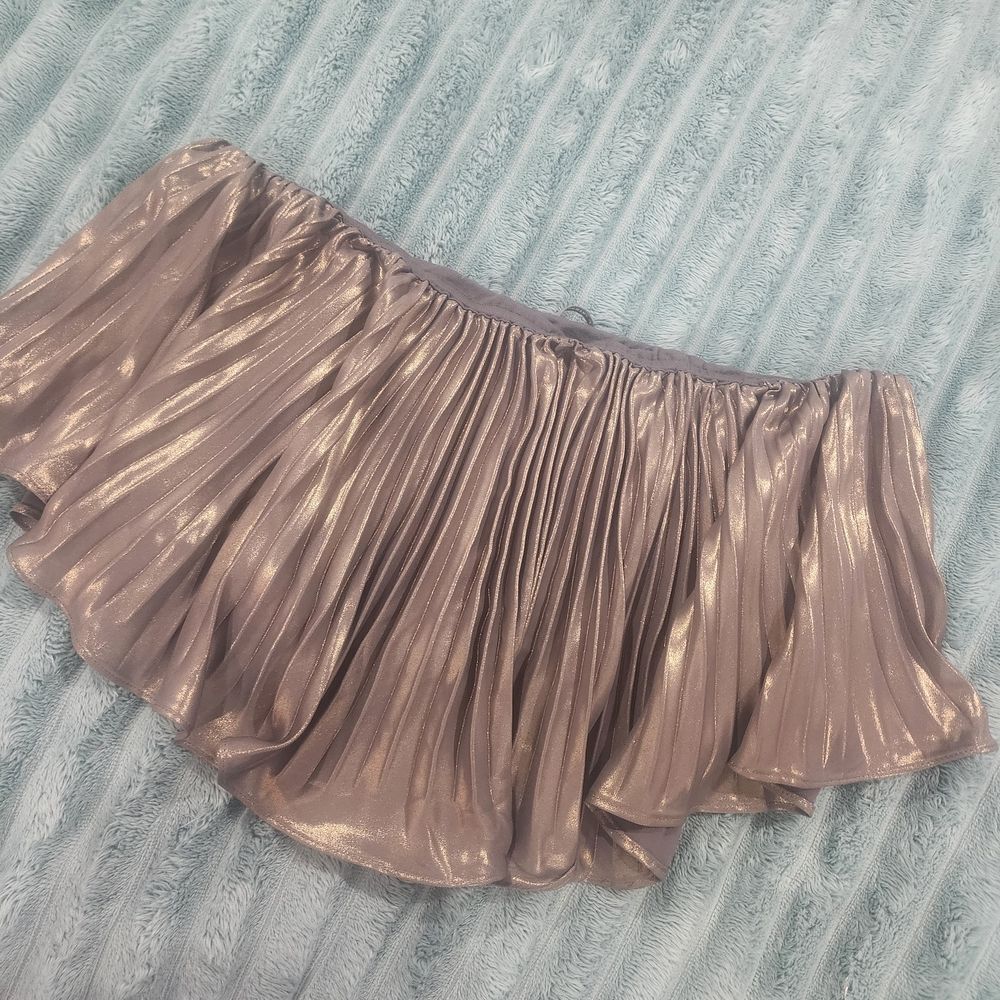 Anthropologie Metallic Pleated Strapless Crop Top NWT